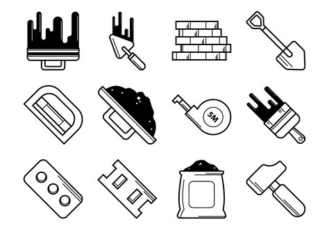 Bricklayer Tools Icon Vector 112445 Vector Art at Vecteezy