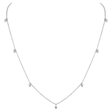 14K White Gold 0.35ct Diamond Station Necklace for Her For Sale at 1stDibs | diamond station ...