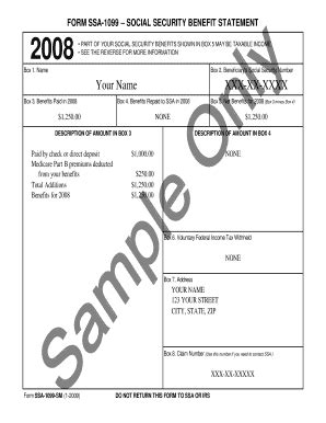 FORM SSA-1099 SOCIAL SECURITY BENEFIT STATEMENT - Fill and Sign Printable Template Online