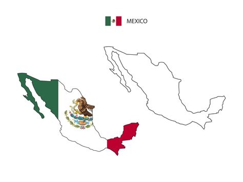 Mexico map city vector divided by outline simplicity style. Have 2 versions, black thin line ...