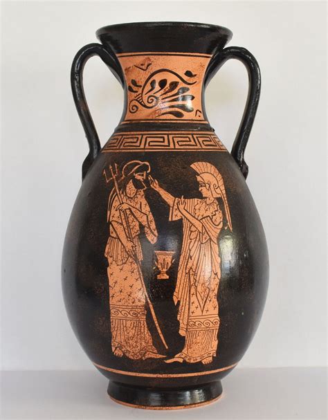 Athena's and Poseidon's Dispute Young Man Taking His Bath Meander and Floral Design Ceramic Vase ...