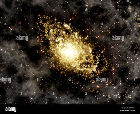 Deep space background illustration with galaxy, clusters of stars and ...