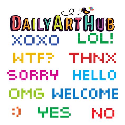 Pixel Words Clip Art Set – Daily Art Hub // Graphics, Alphabets & SVG