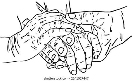 Old People Hand Holding Senior Support Stock Vector (Royalty Free) 2141027447 | Shutterstock