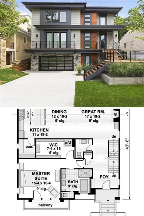 Two-Story 5-Bedroom Modern Pacific Southwest Home (Floor Plan) | Two story house design, House ...