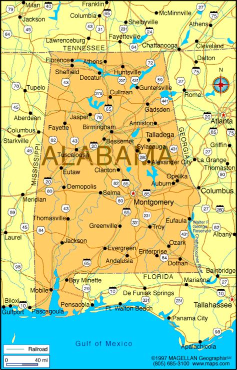 Map of alabama - TravelQuaz.Com