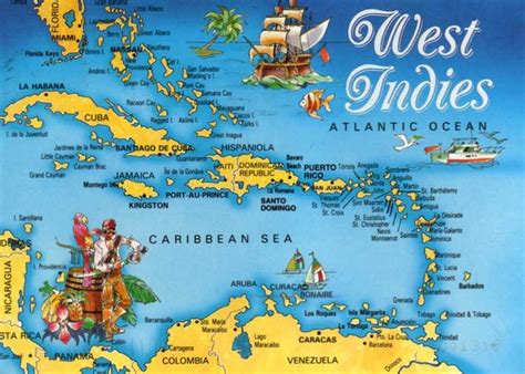 Postcards Around the World: Map card of the West Indies