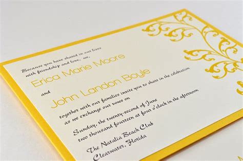 Modern Elegant Yellow Wedding Invitations With Pocket and RSVP | Etsy ...