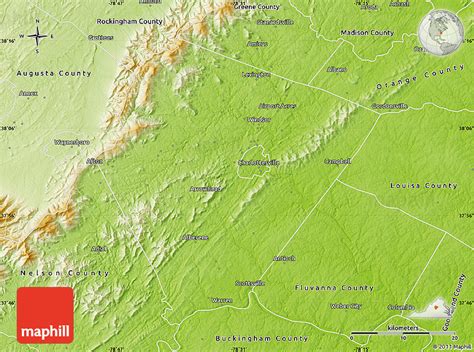 Physical Map of Albemarle County