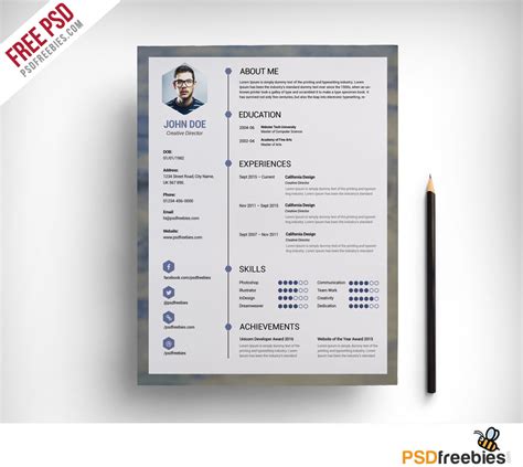 Clean Resume Template Free PSD – Download PSD