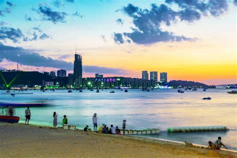 Pattaya Beach during Sunset Editorial Image - Image of boats, landscape: 87790220