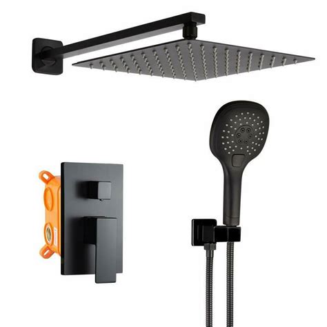 Zimtown 10 Inch Square Rainfall Shower Head and Handheld Combo,Bathroom ...