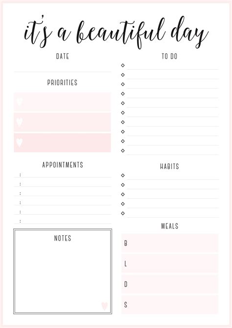 Beautiful daily planners - FREE printables | Daily planner template ...