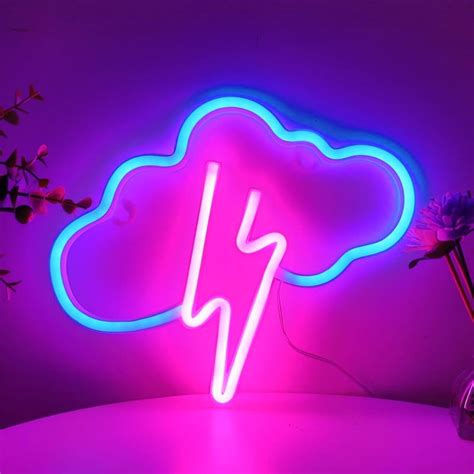 1pc Blue Cloud With Pink Lighting Wall Led Neon Sign Light For Wall ...