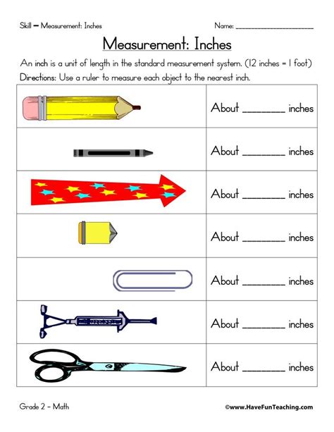 Measuring in Inches Worksheet - Have Fun Teaching | Measurement ...