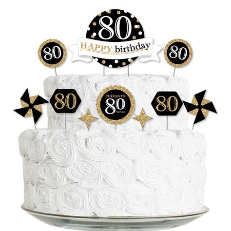 Big Dot of Happiness Adult 80th Birthday - Gold - Birthday Party Cake Decorating Kit - Happy ...