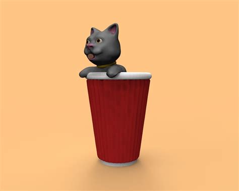 Coffee cat 3D model 3D printable | CGTrader