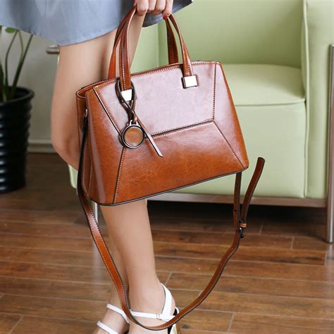 Hot Sales Genuine Leather Women Casual Crossbody Handbag Female Office ...