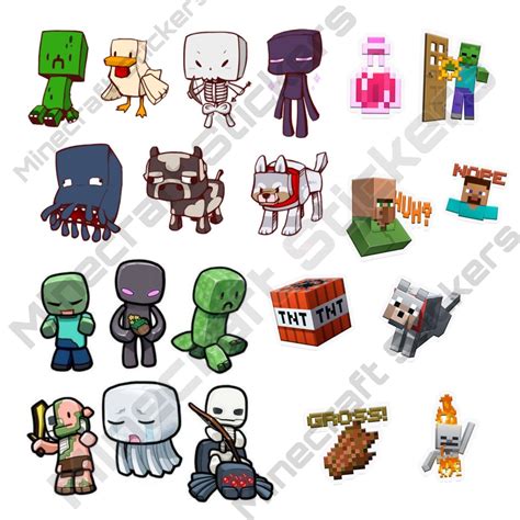 Minecraft Stickers 21 Assorted Pack - Etsy