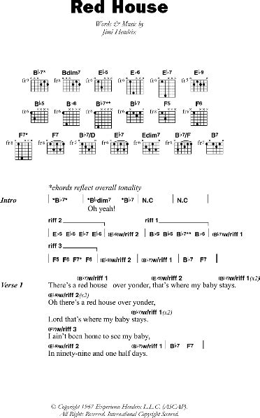 Red House - Guitar Chords/Lyrics | zZounds