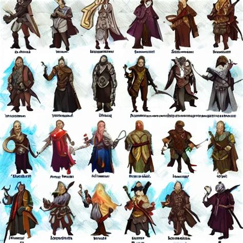 concept art for the 1 2 dnd character classes. each in | Stable Diffusion