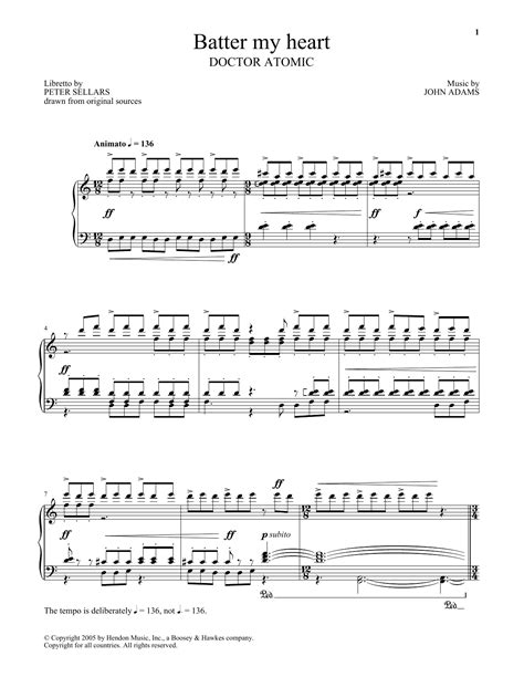 Batter My Heart by Peter Sellars Sheet Music for Piano & Vocal at Sheet ...