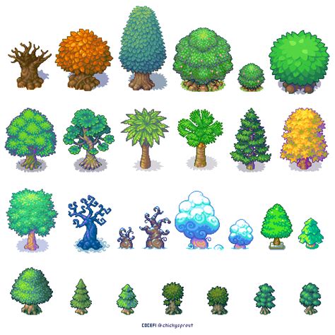 Trees trees trees! @ PixelJoint.com | Pixel art games, Pixel art landscape, Pixel art tutorial