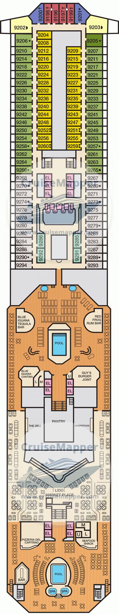 Carnival Sunrise deck 9 plan | CruiseMapper