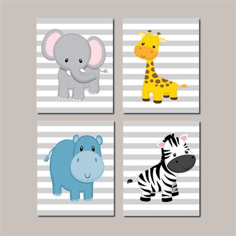 Jungle Nursery Wall Art Prints Or Canvas Jungle Nursery