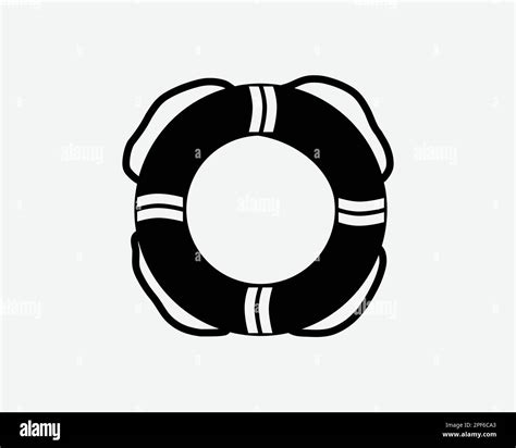 Lifebuoy Ring Life Buoy Float Floatation Emergency Rescue Black White Silhouette Sign Symbol ...