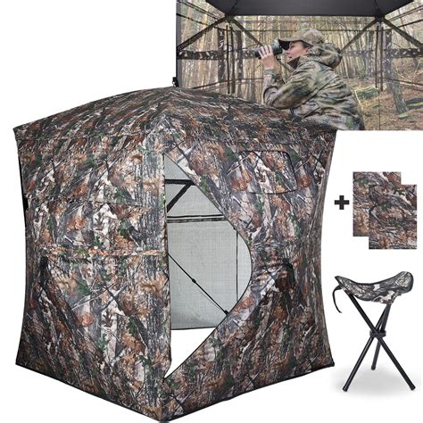 XProudeer Hunting Blind See Through Ground Blinds with 270 Degree,2-3 Person Pop Up Hunting ...