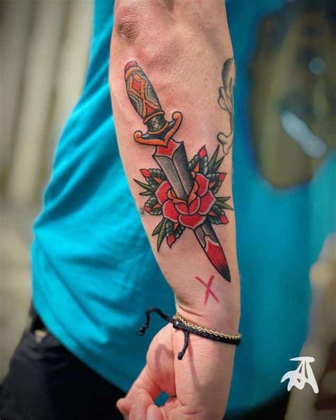 Discover more than 79 dagger through rose tattoo meaning latest - in ...