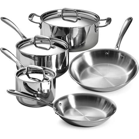 Tramontina Stainless Steel Tri-Ply Clad Cookware Set, 8 Piece - Walmart.com