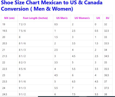 Mexican Shoe Size Charts: Conversion & Measurements