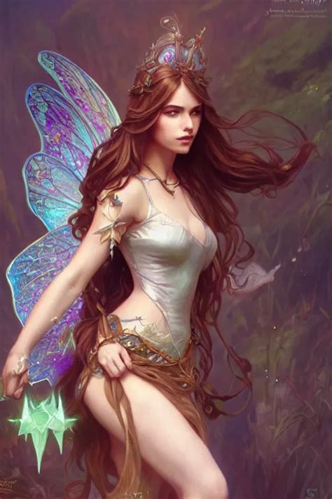 beautiful female fairy, full body shot, long hair, d & | Stable Diffusion