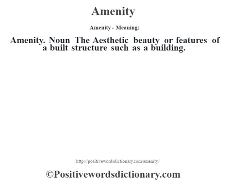 Amenity definition | Amenity meaning - Positive Words Dictionary in 2021 | Positive words ...