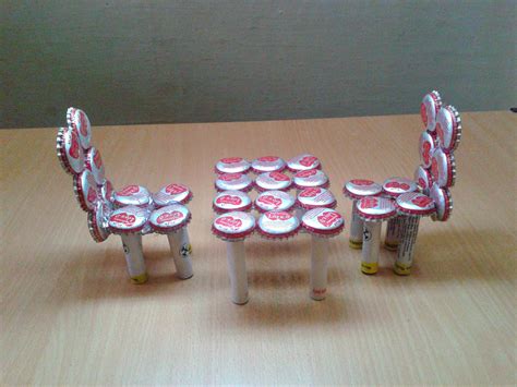 Make Miniature Table & Chairs from Waste Bottle Caps: Recycled Craft ...