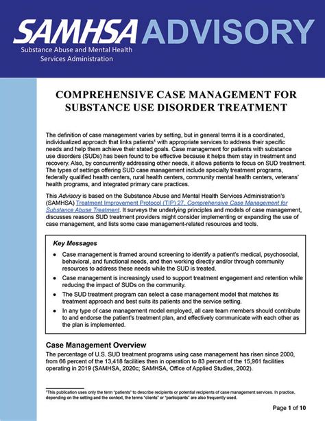 Advisory: Comprehensive Case Management for Substance Use Disorder ...