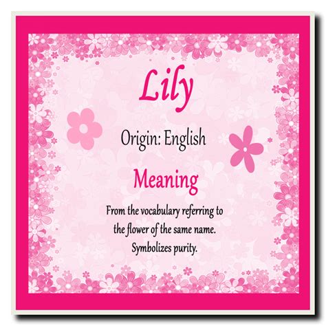 Lily Personalised Name Meaning Coaster - The Card Zoo