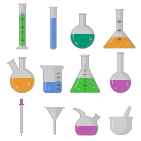 Premium Vector | Set of science lab equipment beakers flasks and test tubes for scientific ...