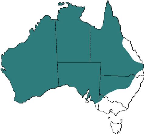 Distribution of the western brown snake or gwardar, Pseudonaja nuchalis ...