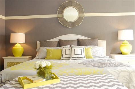 Cheerful Sophistication: 25 Elegant Gray and Yellow Bedrooms | Yellow bedroom decor, Master ...