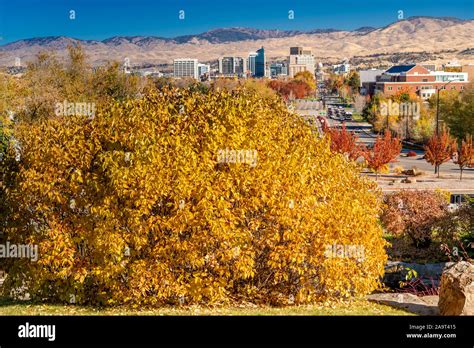 Beautiful fall colors and the Boise Idaho skyline Stock Photo - Alamy