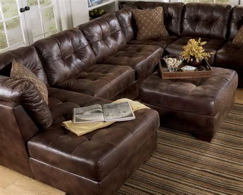 Tufted Leather Sectional With Chaise