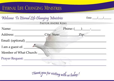 Eternal Life Visitor Card B | Creative Kingdom Designs Within Church Visitor Card Template Word ...