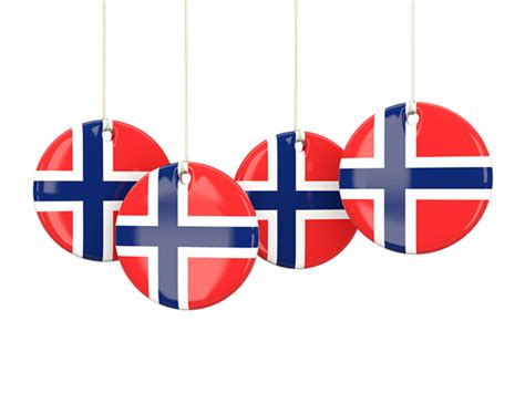 Four round labels. Illustration of flag of Svalbard and Jan Mayen