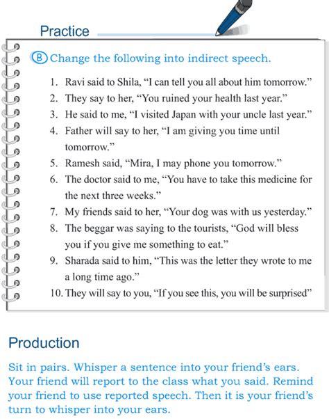 Direct And Indirect Speech Exercises With Answers Printable - Exercise Poster