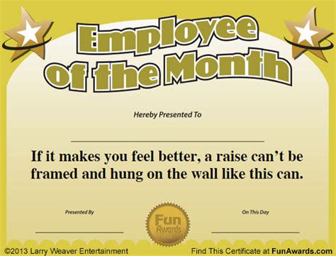 Employee of the Month Certificate: Free Funny Award Template