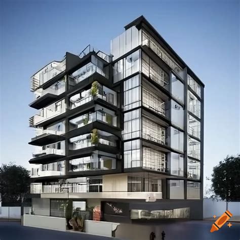 Exterior design of a modern residential building on Craiyon