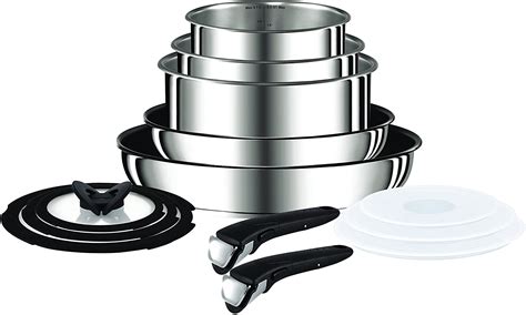 Tefal Ingenio Pots and Pans Set, Stainless Steel, 13-Piece, Induction - Meat Smoke Fire